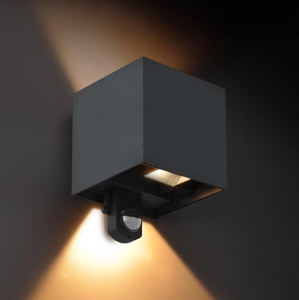 Brilagi - LED Venkovní nástěnné svítidlo se senzorem CUBE LED/6W/230V antracit