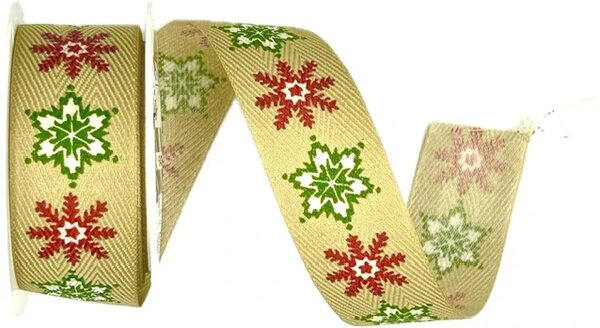 Vánoční stuha látková LET IT SNOW 25mm x 2m (6,-Kč/m)