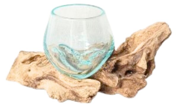 VÁZA, dřevo, sklo, 8 cm Ambia Home - Skleněné vázy