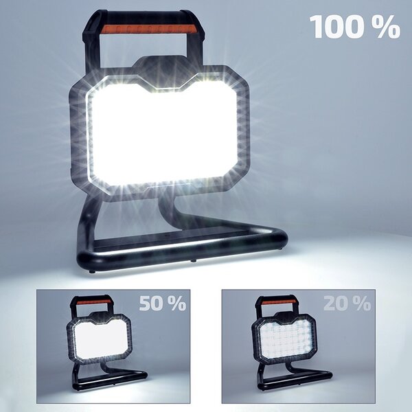 SOLIGHT LED reflektor 20W, přenosný, nabíjecí, 2000lm, oranžovo-černý