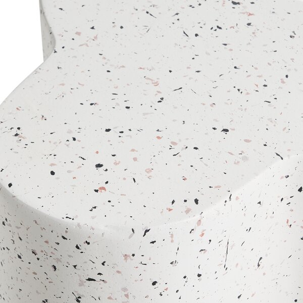 Odkládací stolek TELLARO 32 cm 37 cm Terrazzo efekt Bílé terrazzo