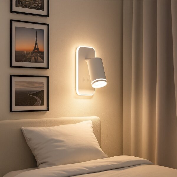 LED Nástěnné bodové svítidlo PIPE 1xGU10/10W/230V + LED/6W bílá