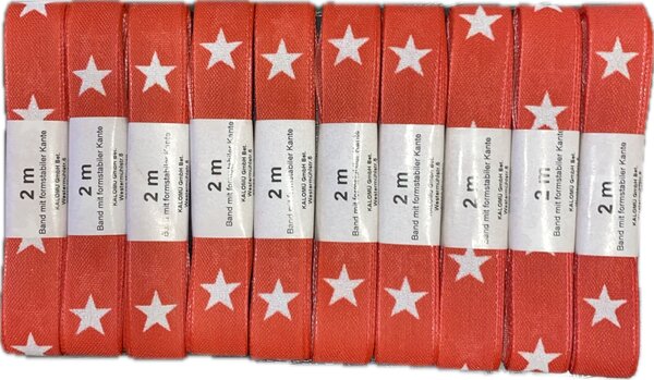 10x stuha vánoční Starry Red Charm červená 15mm x2m