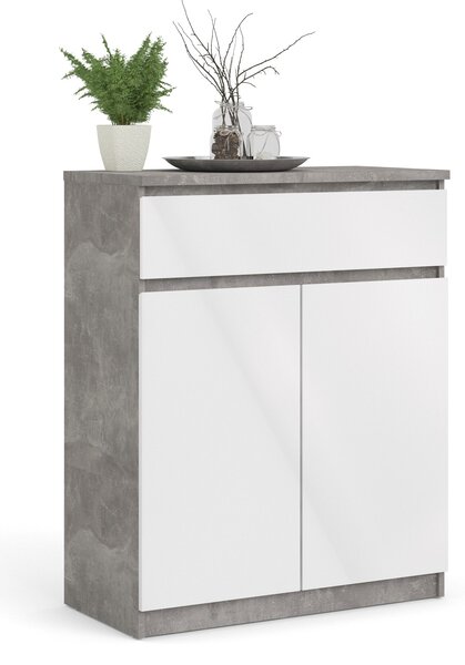 Komoda Naia 76234 beton/ bílý lesk - Tvilum