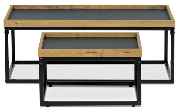 Konferenční stolek GARLEMXER II, 100x60, divoký dub, černý kov