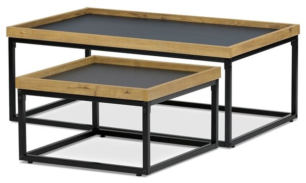 Konferenční stolek GARLEMXER II, 100x60, divoký dub, černý kov