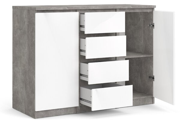 Komoda Naia 76236 beton/bílý lesk - Tvilum