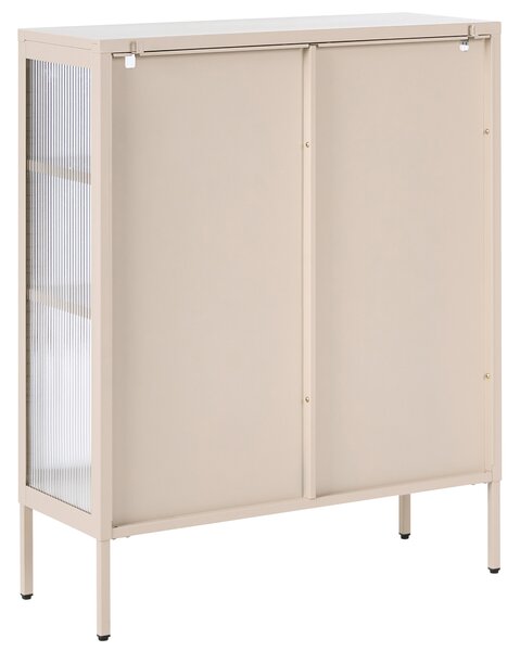 Prosklená komoda LERRYN Kov 90 cm Béžová
