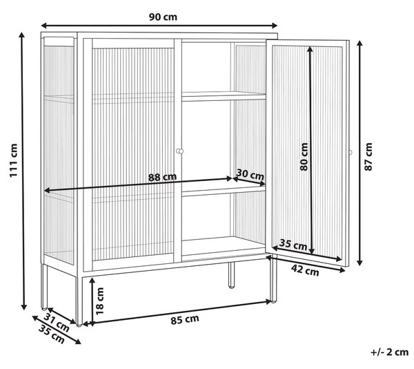 Prosklená komoda LERRYN Kov 90 cm Zelená