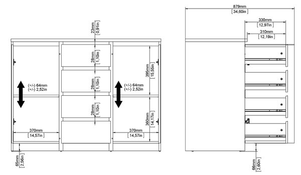 Komoda Naia 76236 beton/bílý lesk - Tvilum
