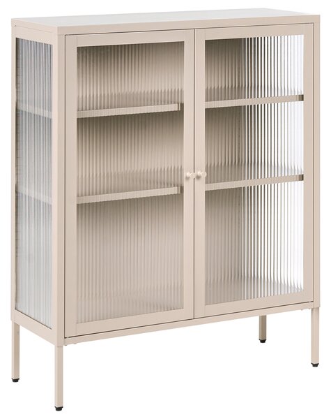Prosklená komoda LERRYN Kov 90 cm Béžová