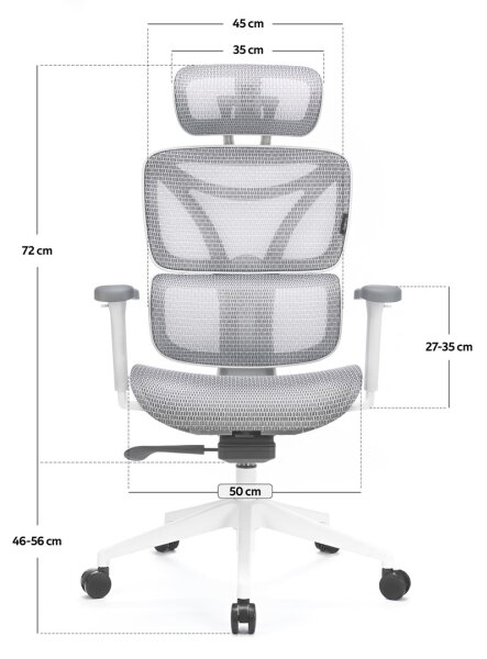 Kancelářská ergonomická židle LEVANO šedá/bílá/černá
