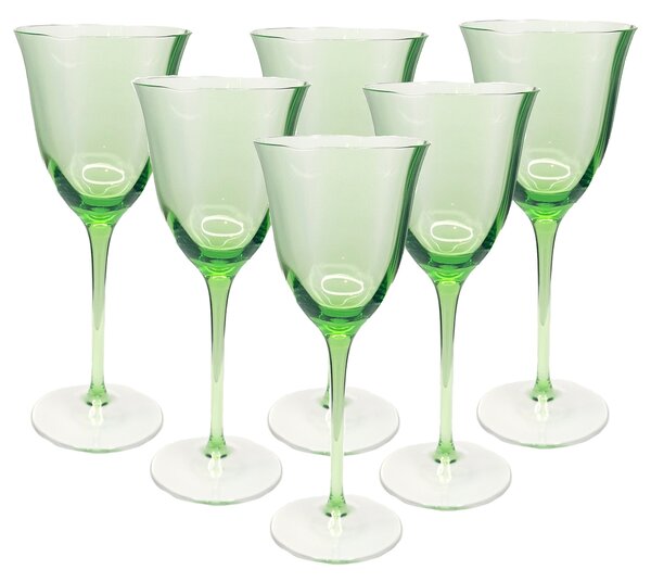 Tenké zelené sklenice na víno 160 ml, 6 ks