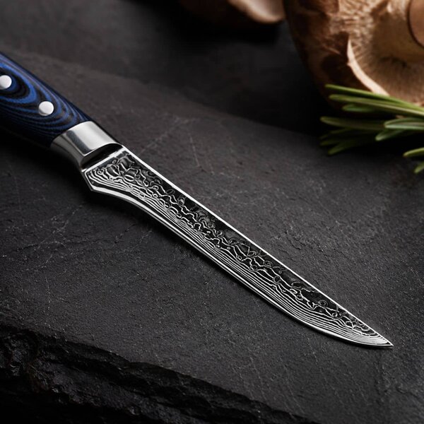 Vykošťovací nůž z damaškové oceli G10 Blue SaKuRo 15 cm