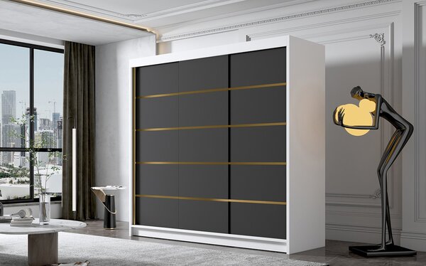 Šatní skříň EVO VII 200 cm - bílá/černá