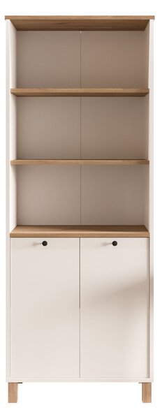Knihovna Nordla 13 (bílá + dub). Akce -22%