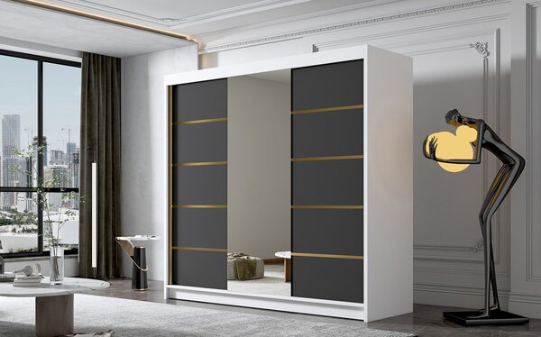 Šatní skříň EVO VI 200 cm - bílá/černá
