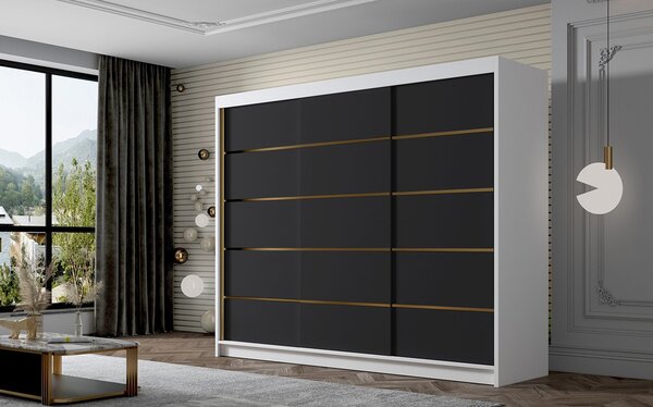 Šatní skříň AMBER VII 250 cm - bílá/černá
