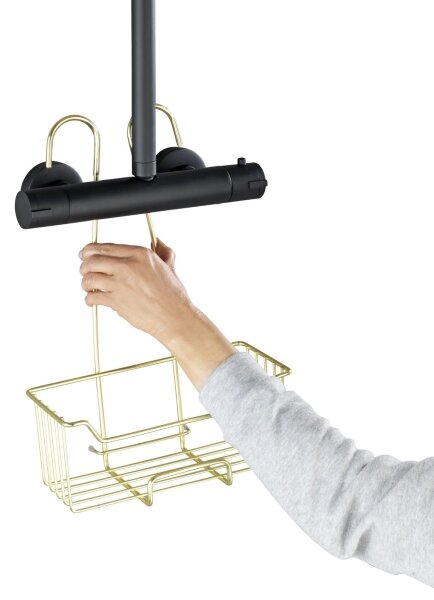 WENKO 25937100 - Sprchový koš MILO 25x36 cm nerez/zlatá/čirá