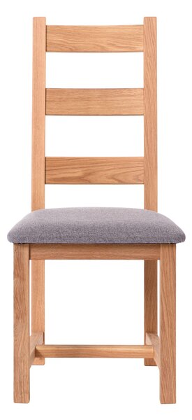 Dubová židle Ladder Back šedá látka