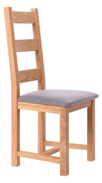 Dubová židle Ladder Back šedá látka
