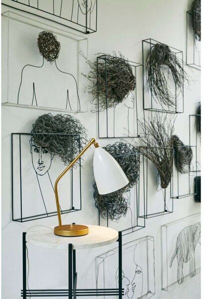Gräshoppa Stolní Lampa Glossy Alabaster White/Brass