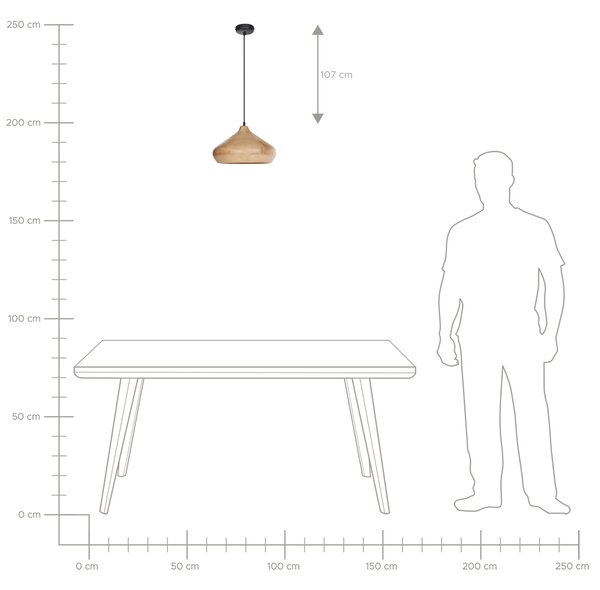 Závěsná lampa RAWI Mangové dřevo Světle hnědá