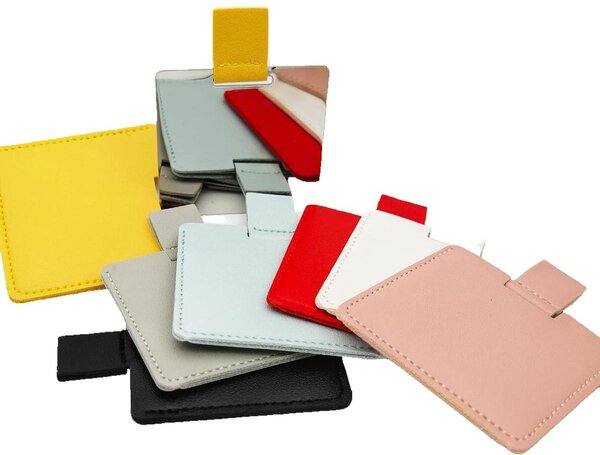 Kapesní zrcátko zrcadlo - Nerezová ocel - 6 x 6 cm - S pouzdrem - Modré