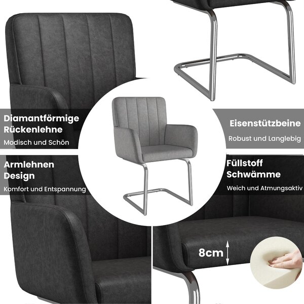 Jídelní židle, set 4 kusů, s vertikálními pruhy, polstrování, kovové nohy ve tvaru cikcak, umělá kůže. Barva: ořech