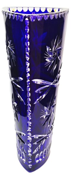 Triangle váza broušená 33 cm - Modrá