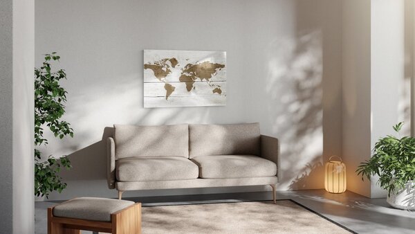 ALLboards METAL MB96_00103 Magnetická kovová tabule mapa světa ve světlých barvách 90x60 cm