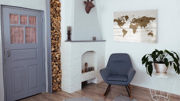 ALLboards METAL MB96_00103 Magnetická kovová tabule mapa světa ve světlých barvách 90x60 cm