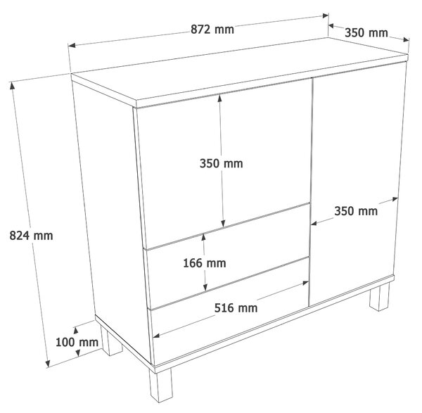 Komoda Moony Md4 (písková + dub). Akce -20%