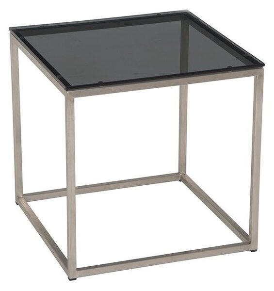 Stern Nerezový odkládací boční stolek, Stern, čtvercový 45x45x45 cm, rám nerez, skleněná deska černá