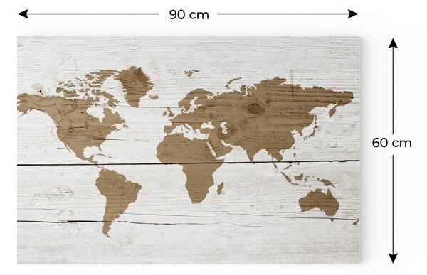 ALLboards METAL MB96_00103 Magnetická kovová tabule mapa světa ve světlých barvách 90x60 cm