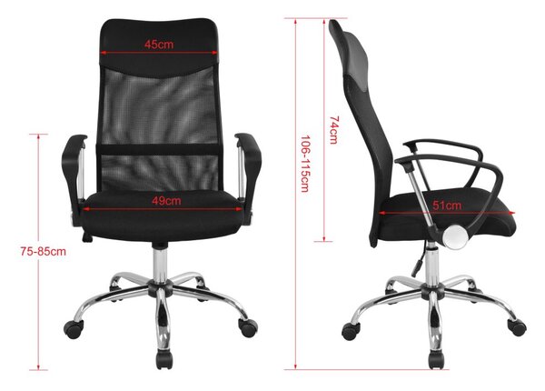 Kancelářská židle se síťovaným opěradlem FOCUS, černá