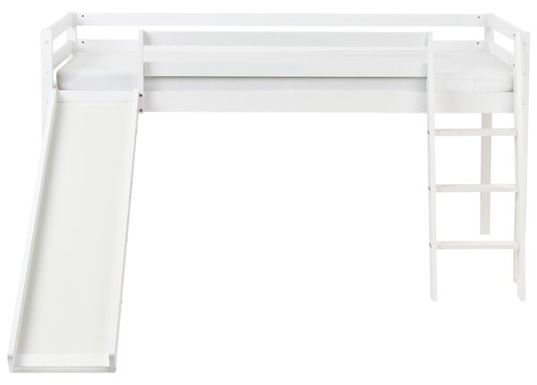 Zvýšené lůžko Borovicové dřevo STAPLE 90 x 200 cm se skluzavkou Bílá