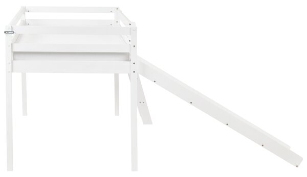Zvýšené lůžko Borovicové dřevo STAPLE 90 x 200 cm se skluzavkou Bílá