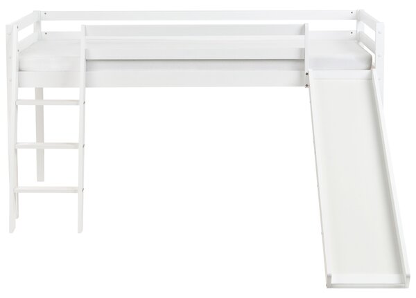 Zvýšené lůžko Borovicové dřevo STAPLE 90 x 200 cm se skluzavkou Bílá