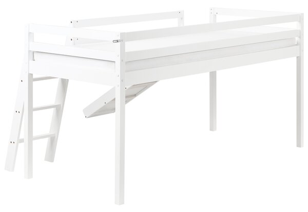 Zvýšené lůžko Borovicové dřevo STAPLE 90 x 200 cm se skluzavkou Bílá