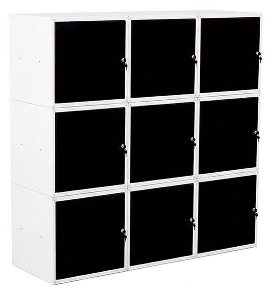 9x Uzamykatelná kovová skříňka Trestles SKM 450x450x450, černá dvířka