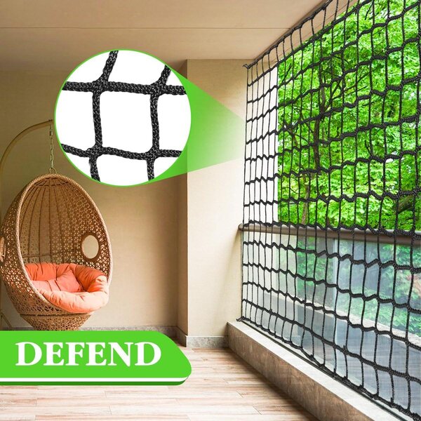 Ochranná síť - Balkonová síť pro kočky - 1,5 x 3 m - Nylon - Zesílený okraj - Bezuzlová