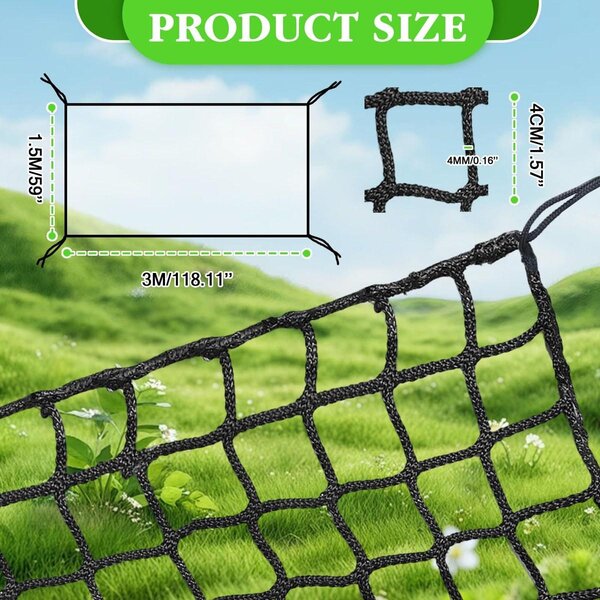 Ochranná síť - Balkonová síť pro kočky - 1,5 x 3 m - Nylon - Zesílený okraj - Bezuzlová