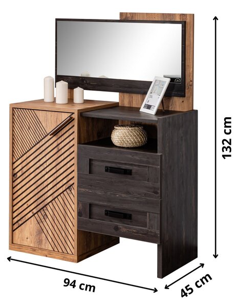 Komoda Artas 307 (antracit + hnědá). Akce -20%