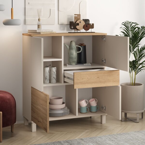 Komoda Moony Md3 (písková + dub). Akce -20%