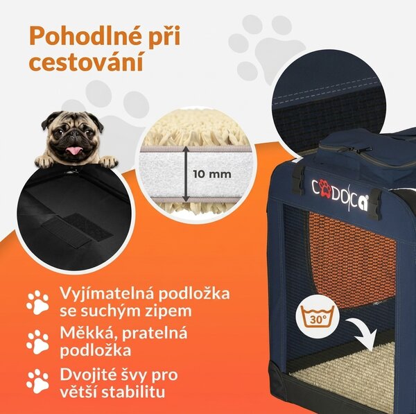 Skládací cestovní box pro psy M, modrý 109433
