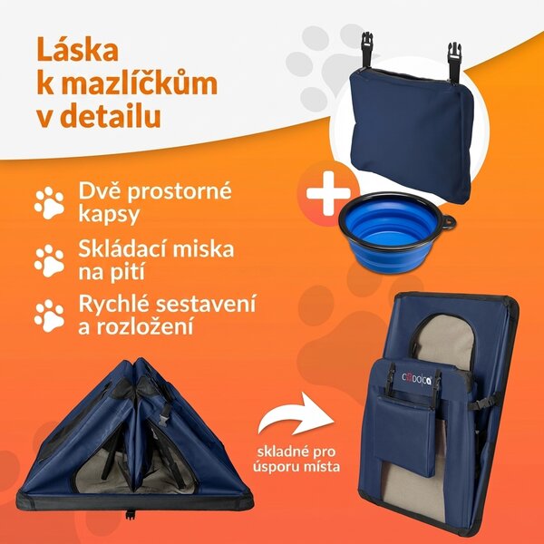 Skládací cestovní box pro psy M, modrý 109433