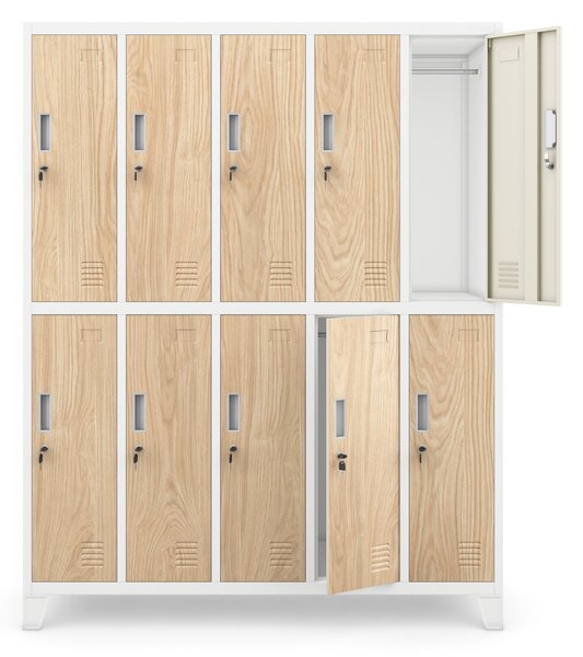 Šatní skříň 10-dveřová, bílá/dub sonoma, 1360x1720x450 mm: BARTEK Eco Design