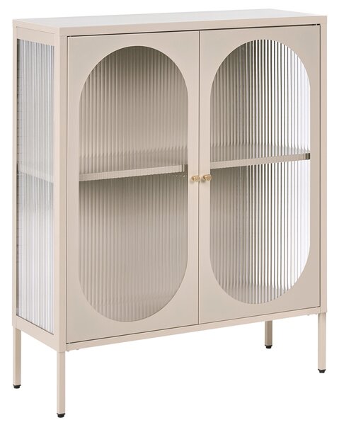 Prosklená komoda SARRE Kov 90 cm Béžová