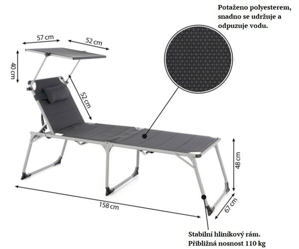 Garthen XXL lehátko pro seniory, extra vysoké